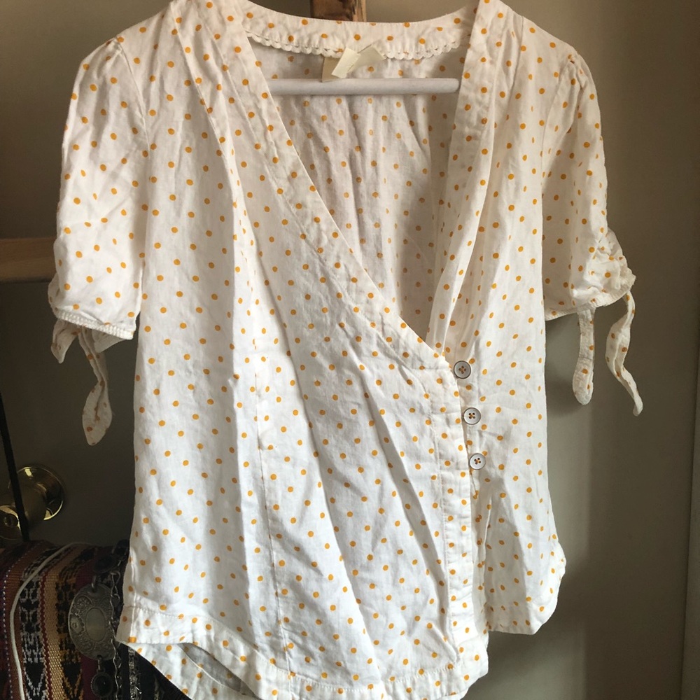 Yellow polka dot blouse
